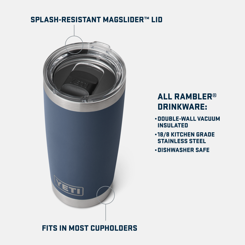 Rambler® 20 oz Tumbler  WITH BLACK MAGSLIDER™ LID