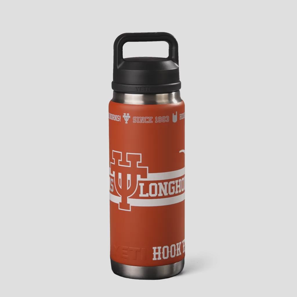 YETI x Collegiate Fandom Collection Hook ’Em 26 oz Rambler® Water Bottle  WITH CHUG CAP